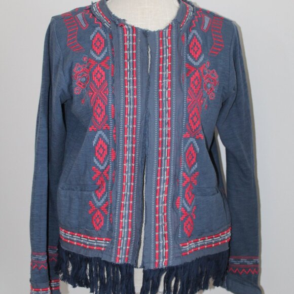 Johnny Was Biya JWLA Cotton No Clasp Cardigan Knit Jacket Sweater M - Picture 2 of 7